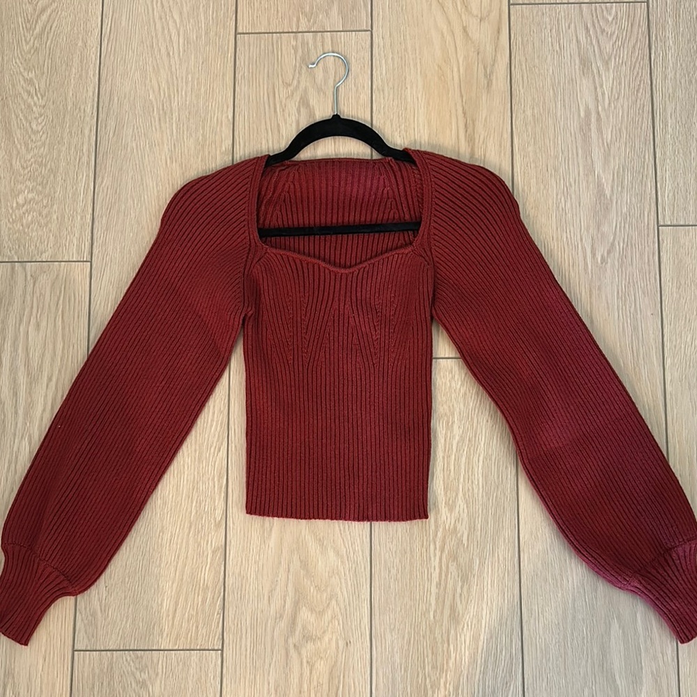 Dazy Red Ribbed Knit Top